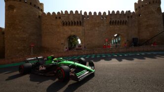 Gabriel Bortoleto no treino livre do GP do Azerbaijão de F1, no Circuito de Baku (Foto: Joe Portlock / Getty Images / Sauber Media Hub)