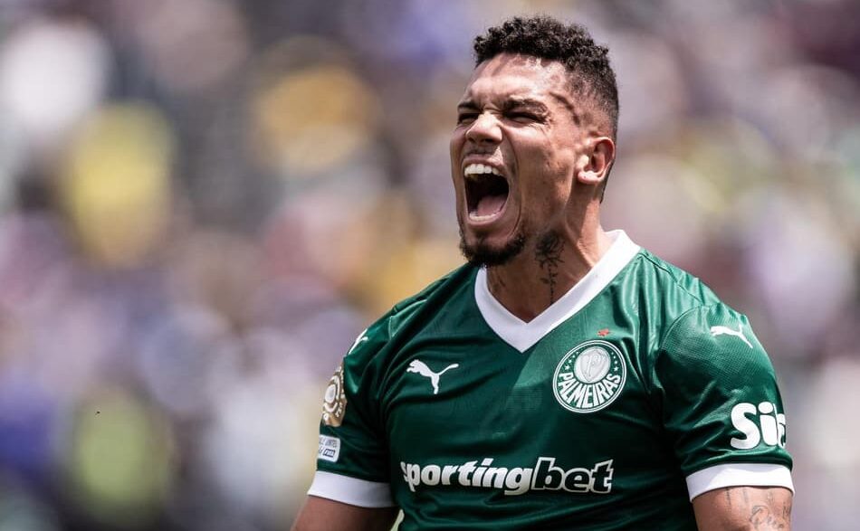 Paulinho comemora gol pelo Palmeiras (Foto: Reprodução/X)